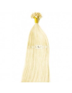 25 MECHAS DE QUERATINA DE CABELLO NATURAL COLOR RUBIO PLATINO DORADO 613