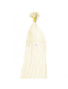 25 MECHAS DE QUERATINA DE CABELLO NATURAL COLOR RUBIO PLATINO CENIZA 60